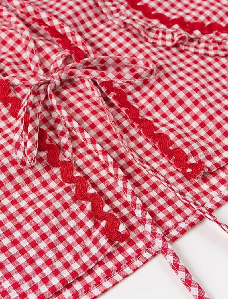 Heart Pocket Checkered Loose Long Sleeve Shirt