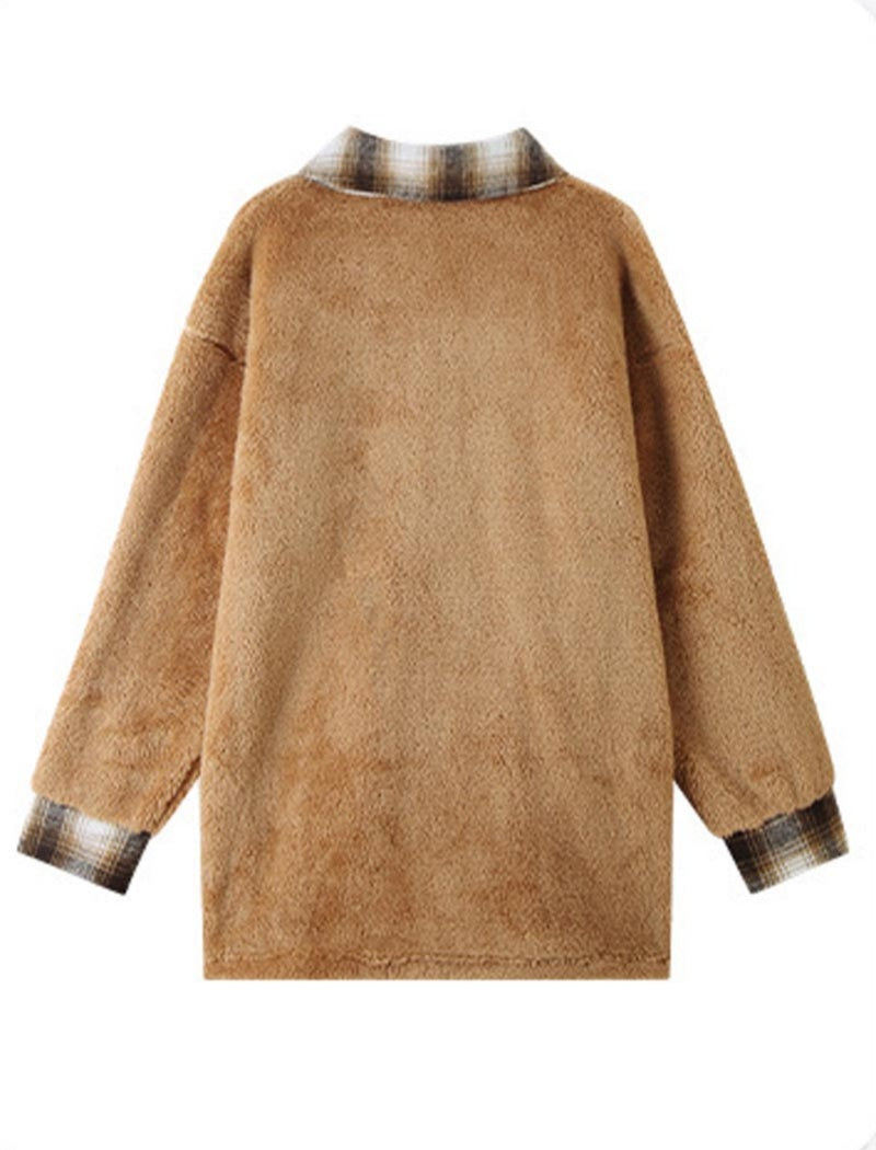 Plaid and Sherpa Button-Up Coat