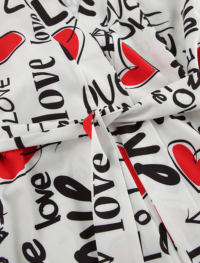 Heart Print Camisole and Shorts and Cover-Up Set