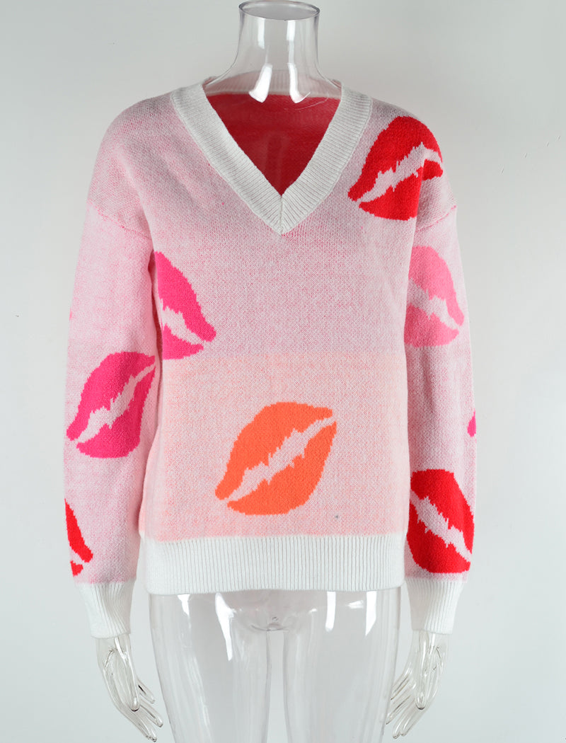 V-Neck Knit Pullover Sweater