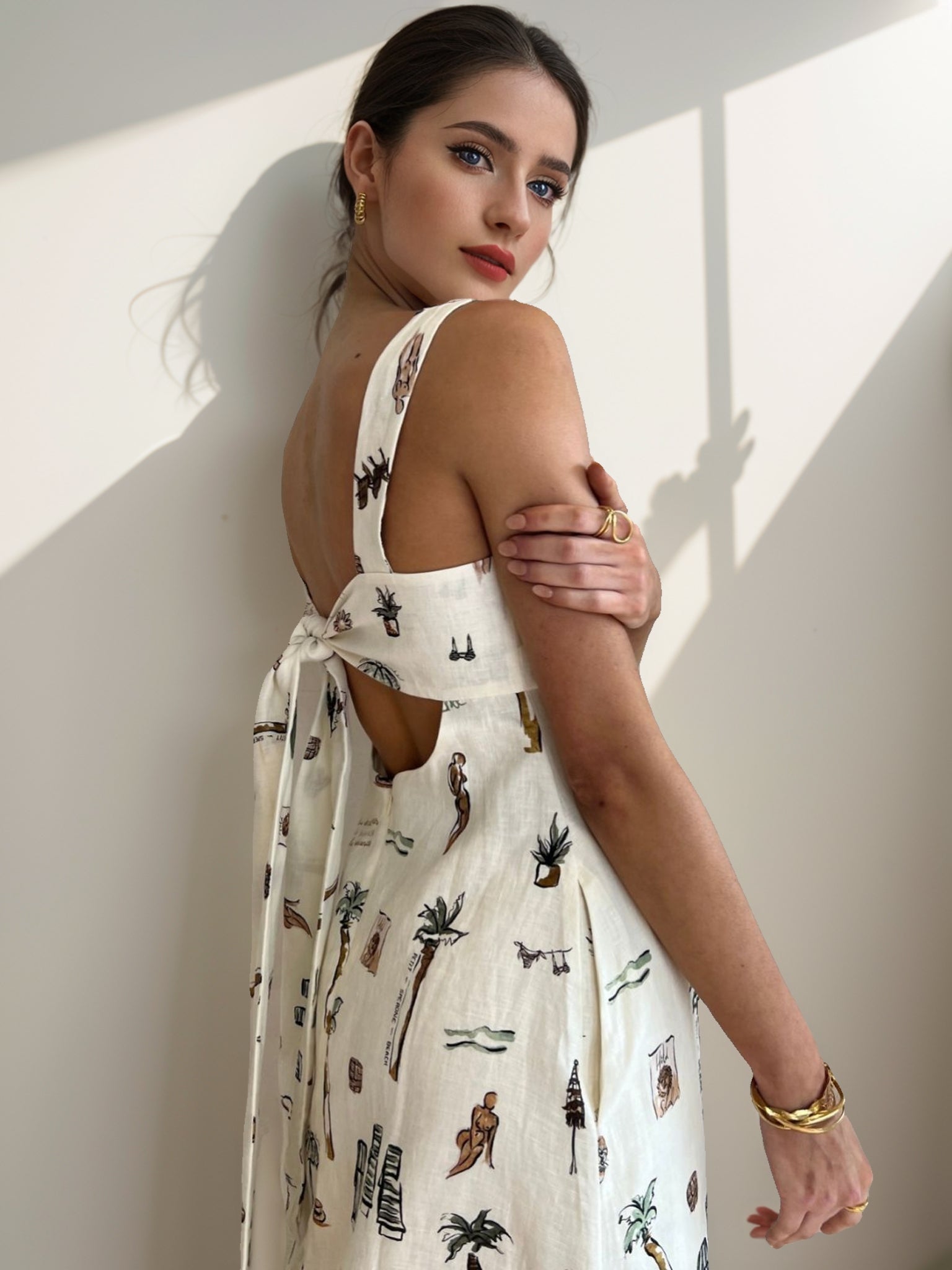 Graphic Print Square Neck Maxi Dress