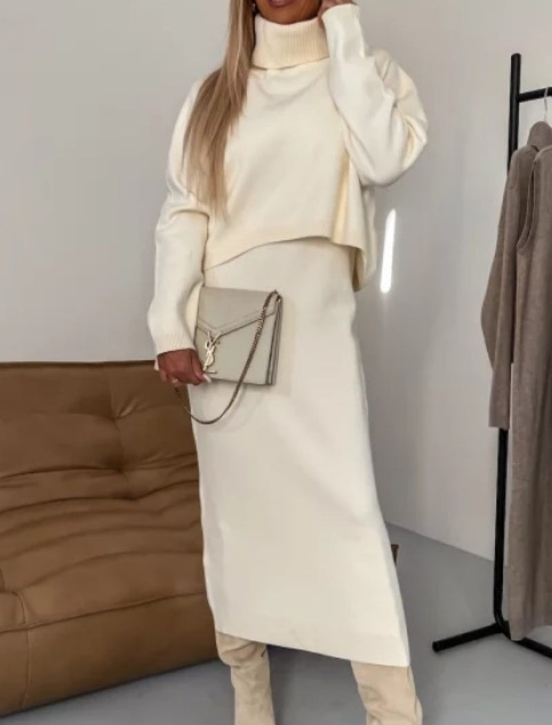 Turtleneck Sweater and Maxi Skirt Set