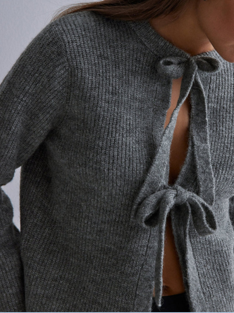 Bow-Knot Open Front Cardigan
