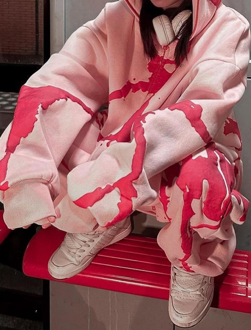 Graffiti Print Hoodie and Jogger Pants Set