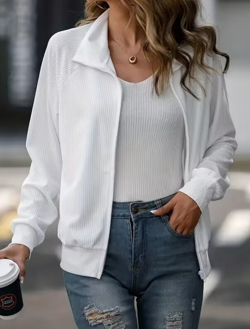 Zip-Up Lightweight Ribbed Jacket