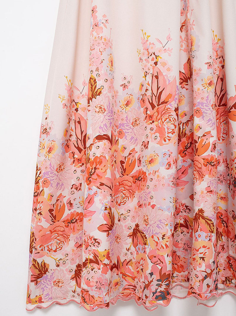 Floral Print Cutout Maxi Dress