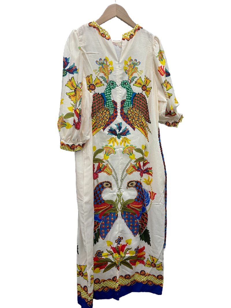 Graphic Print Belted Maxi Dress