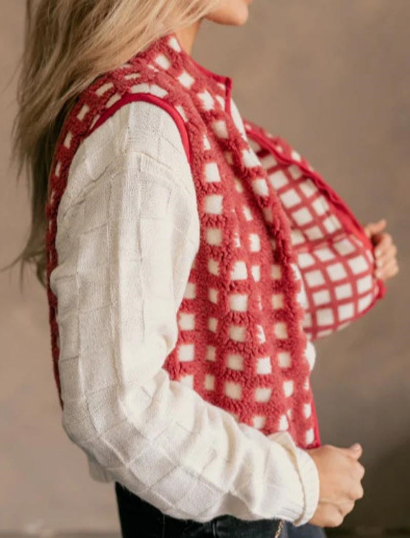 Checkered Pattern Knit Vest