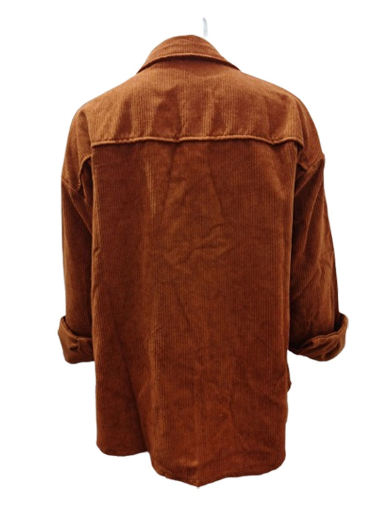 Oversized Corduroy Button-Up Shirt