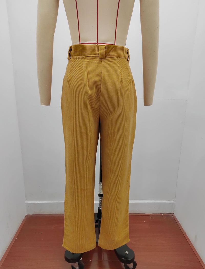 Corduroy High-Waist Tapered Pants