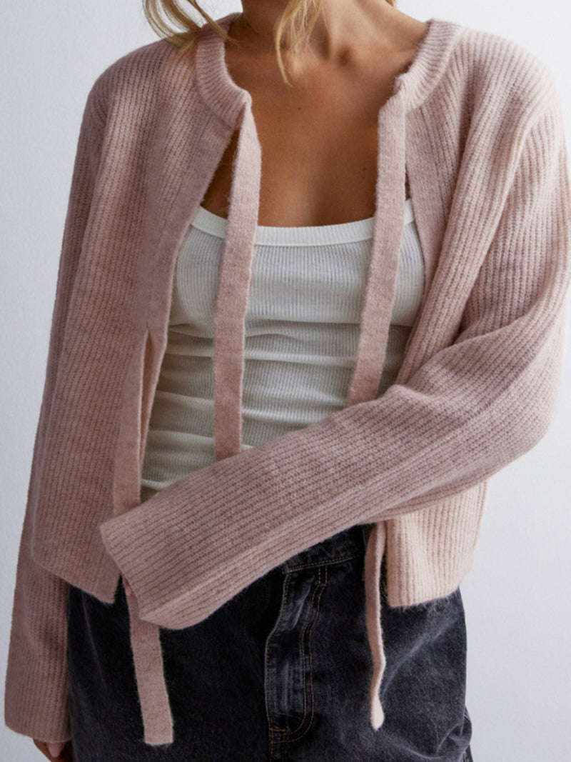 Bow-Knot Open Front Cardigan