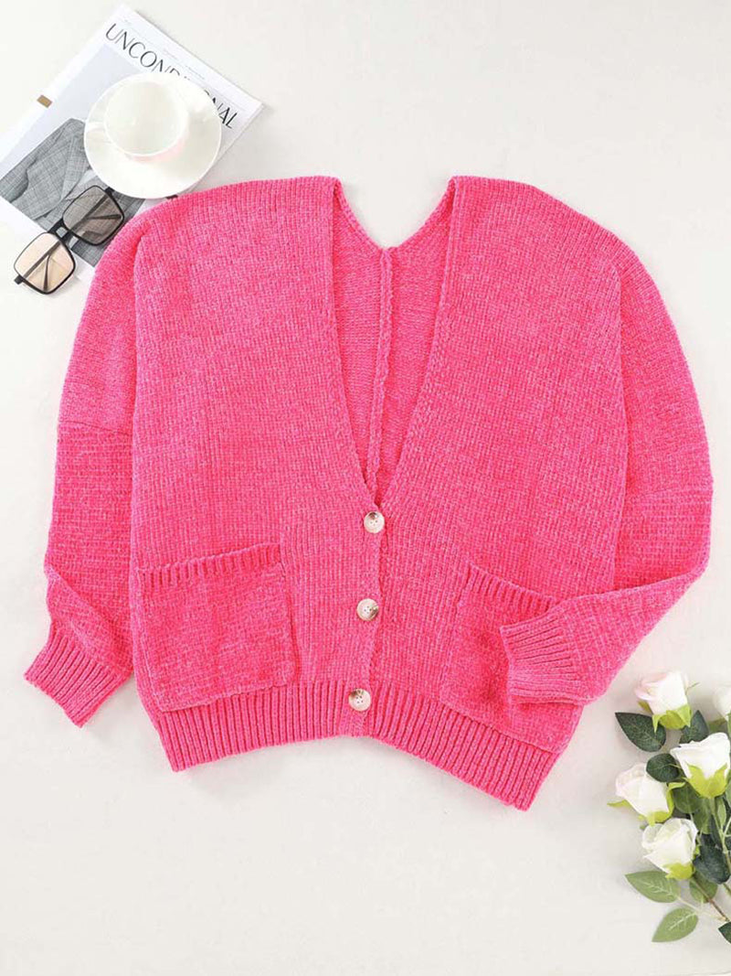 Button-Front Pocket Cardigan
