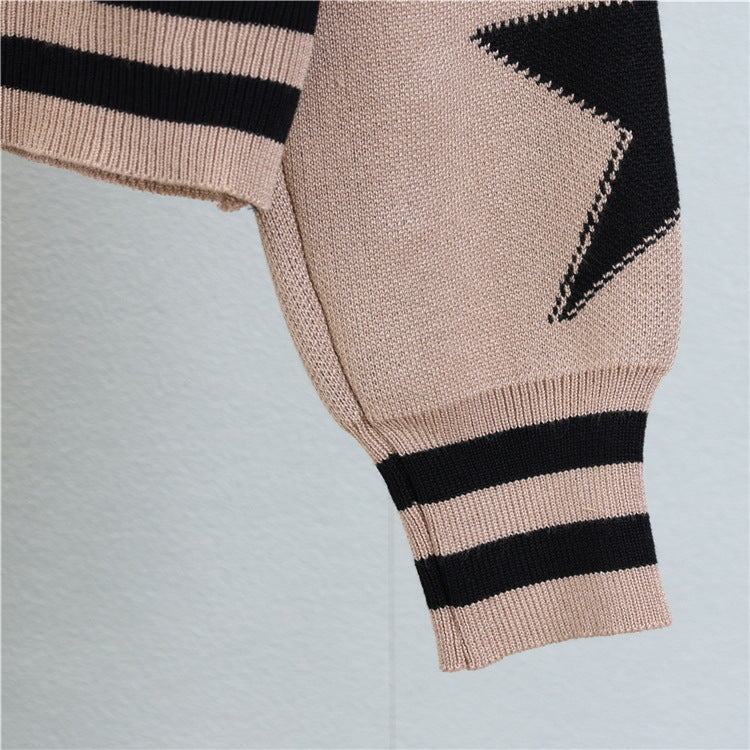 Star Print Cardigan and Wide-Leg Pants Set