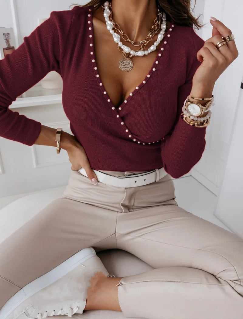 Solid Long Sleeve Ribbed Top