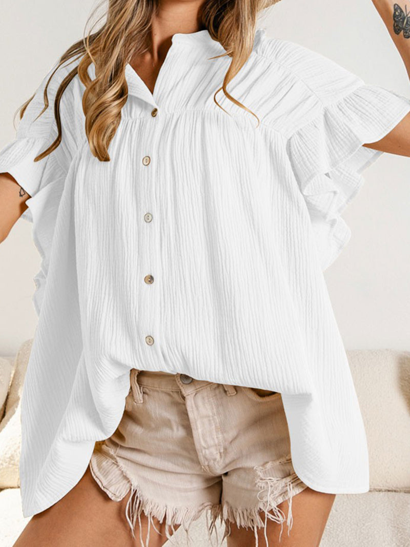Ruffled Button-Up Blouse