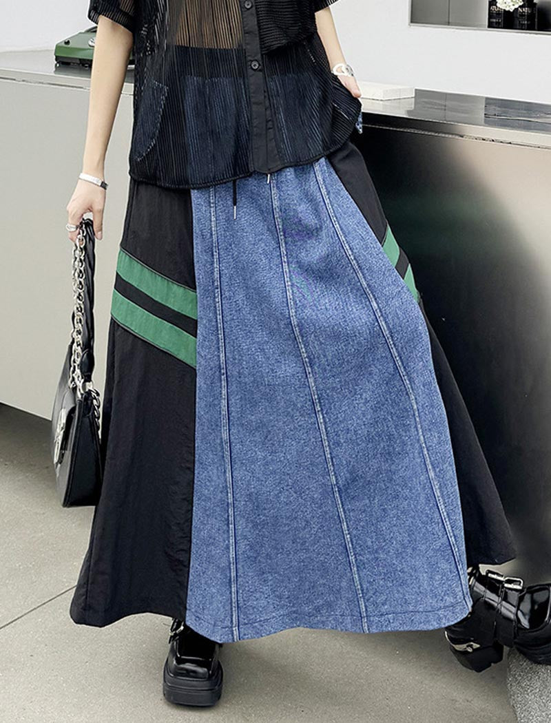 Patchwork Drawstring Maxi