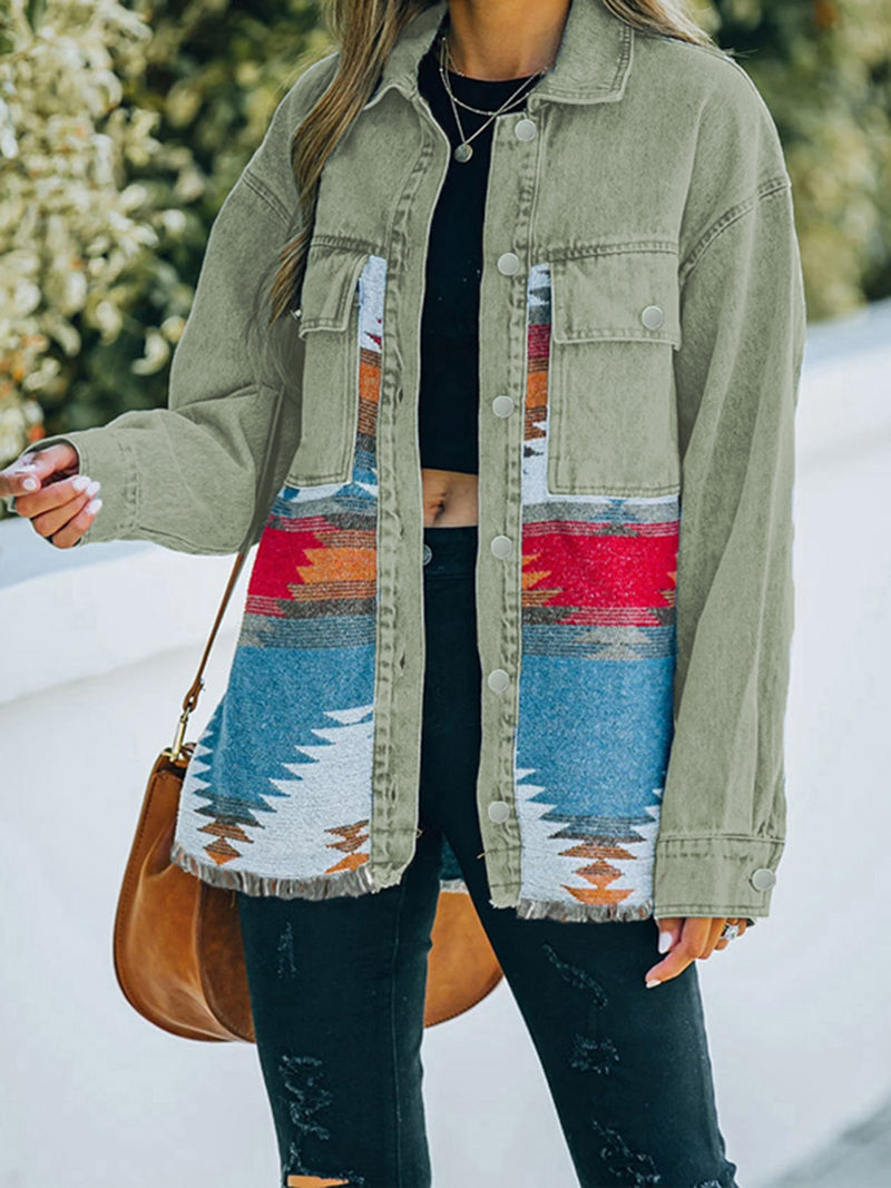 Patchwork Pocket Denim Coat