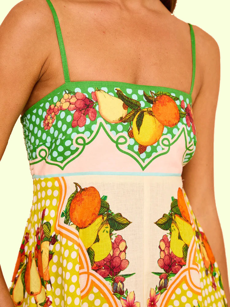 Graphic Print Smocked Maxi Cami Dress