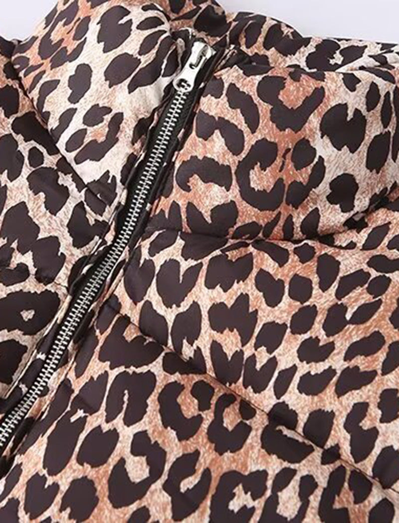Cozy Leopard Print Puffer Jacket