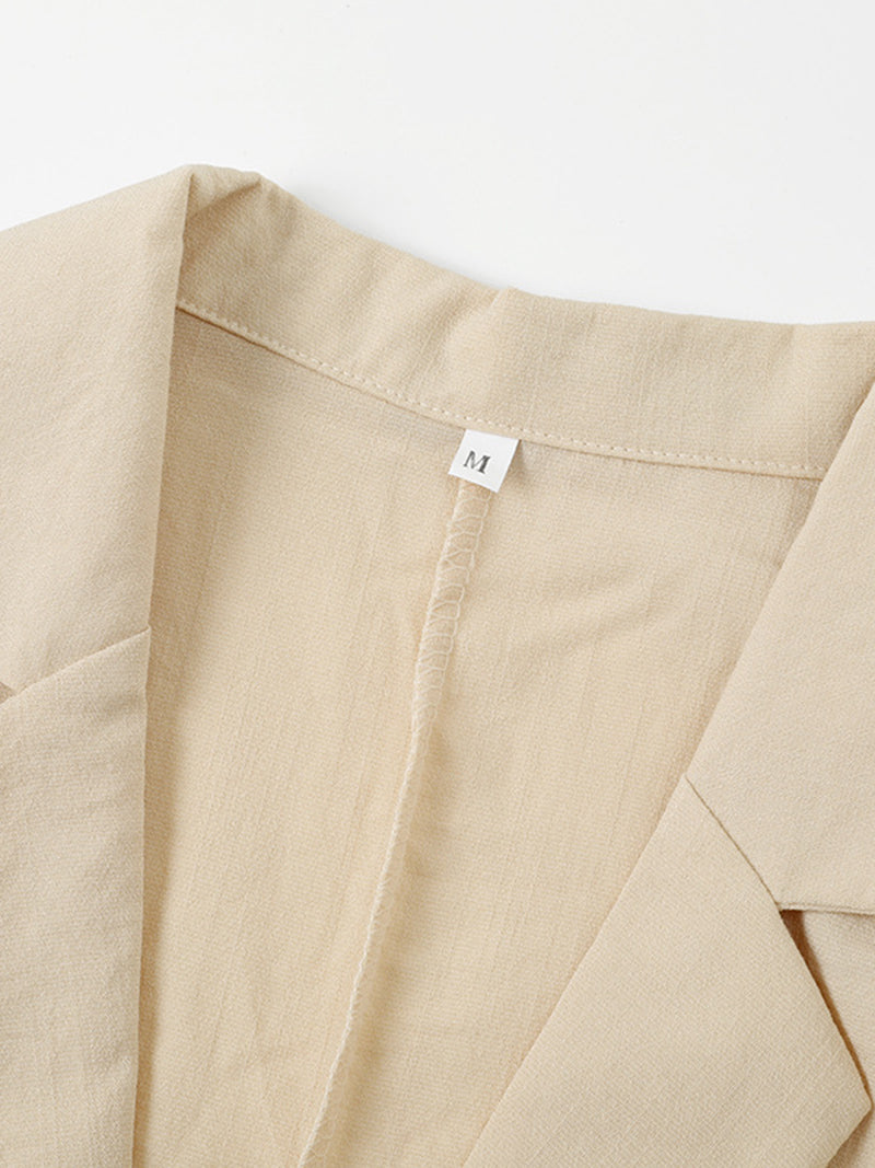 Solid Blazer and Drawstring Pants Set