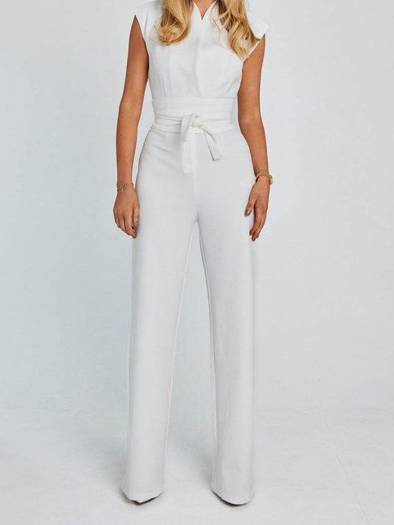 Sleeveless Smocked Wide-Leg Jumpsuit