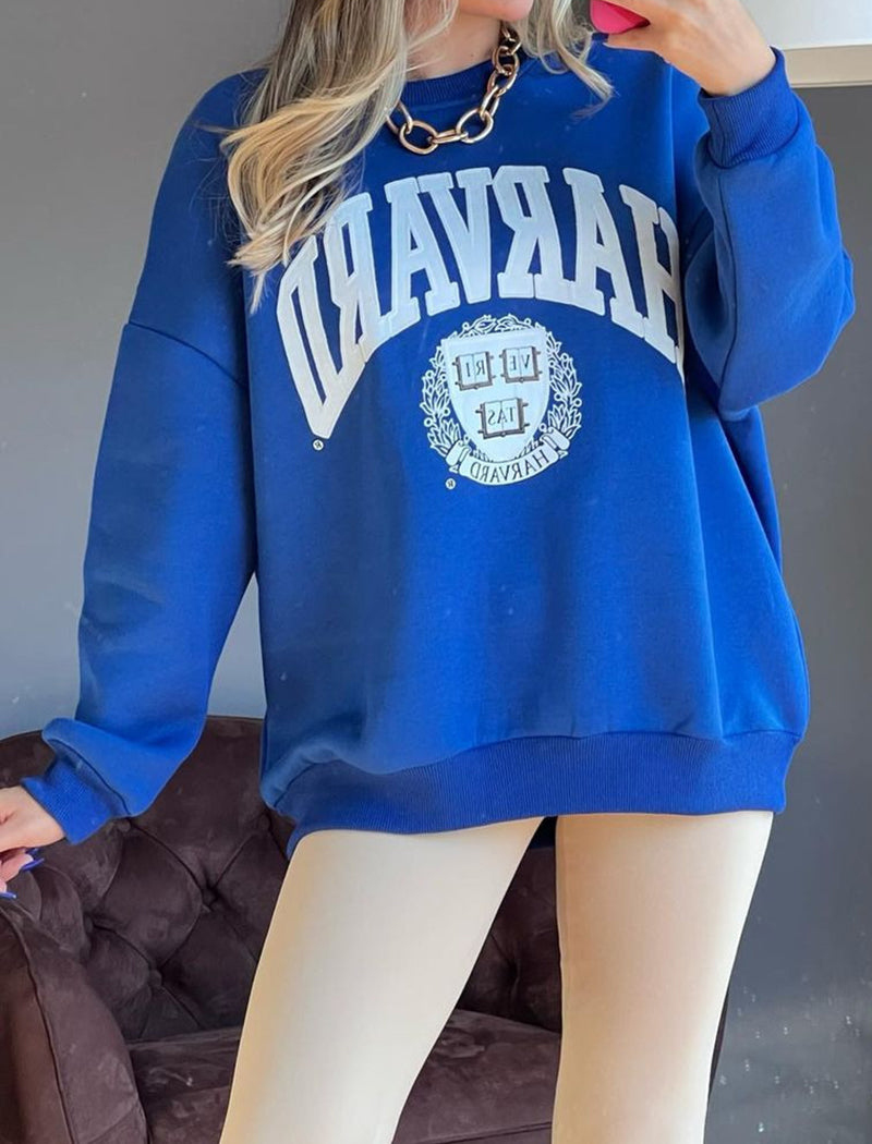 Letter Graphic Long-Sleeve Pullover