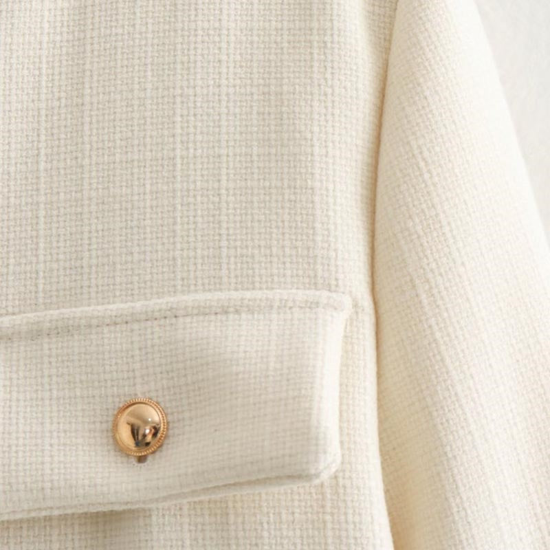 Pocket Front Cropped Button-Up Jacket