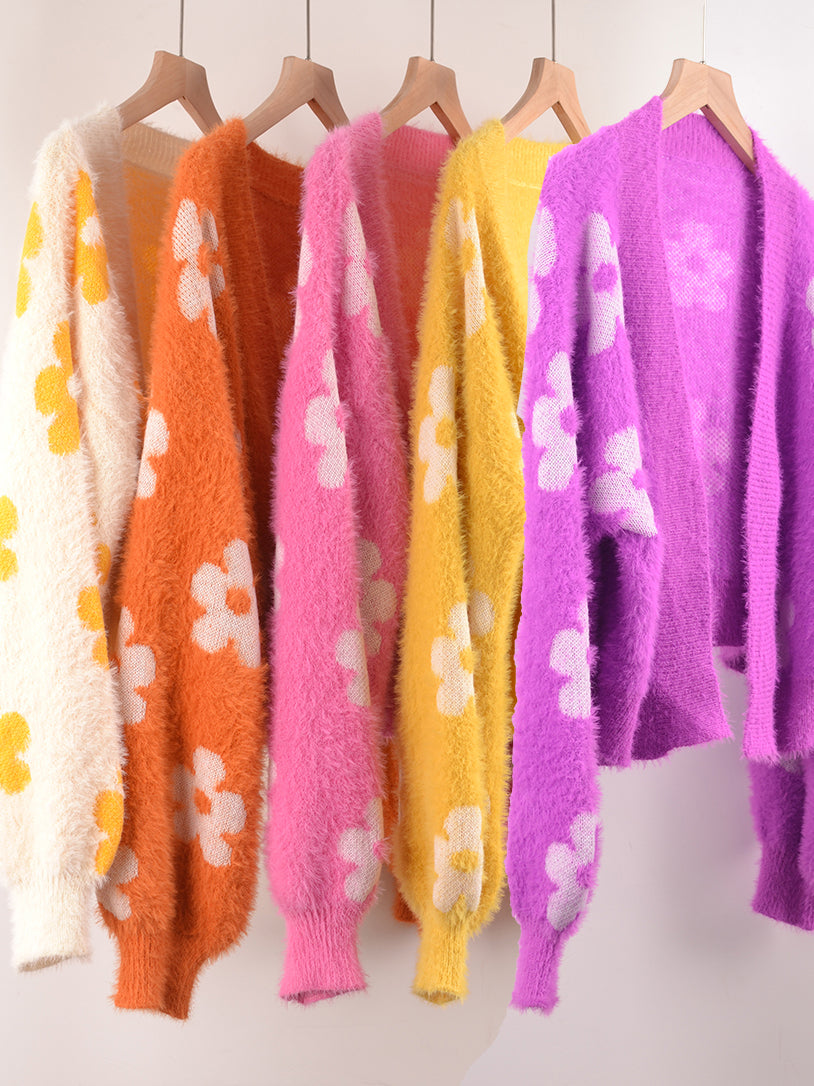 Floral Open-Front Cardigan