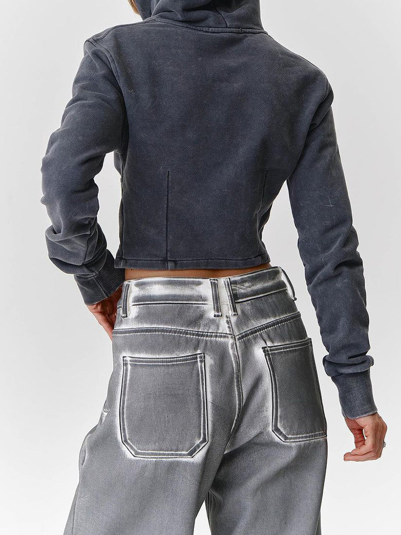 Cropped Zip-Up Hoodie