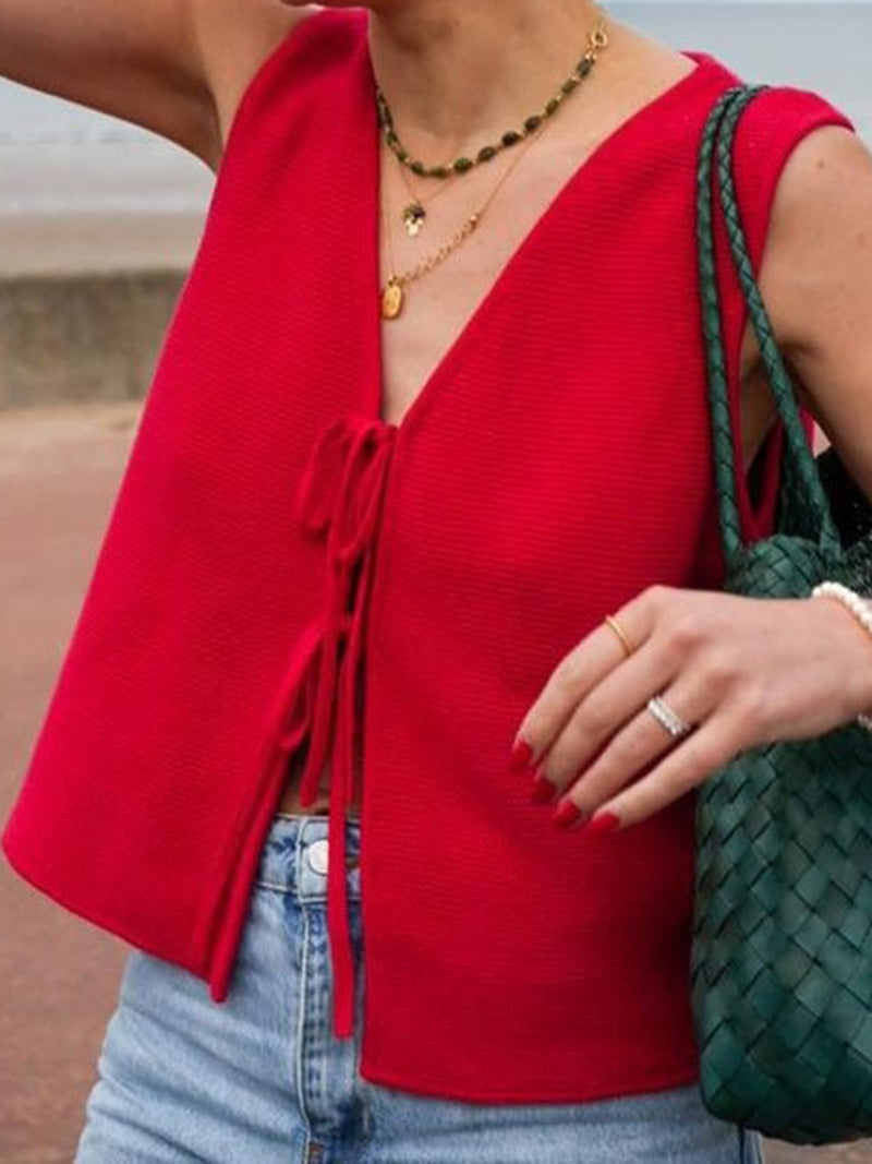 Striped Tie-Front Vest