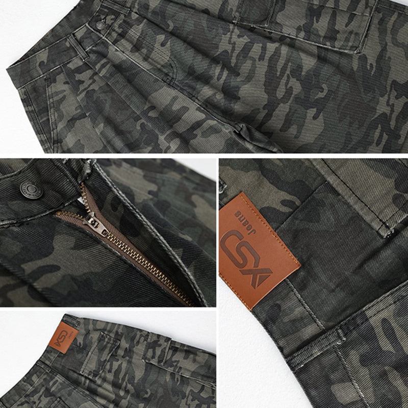 Camo Print Cropped Cargo Pants