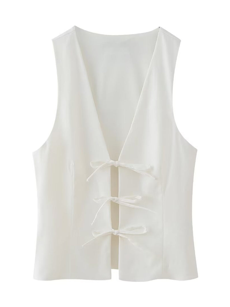Sleeveless Tie-Front Vest