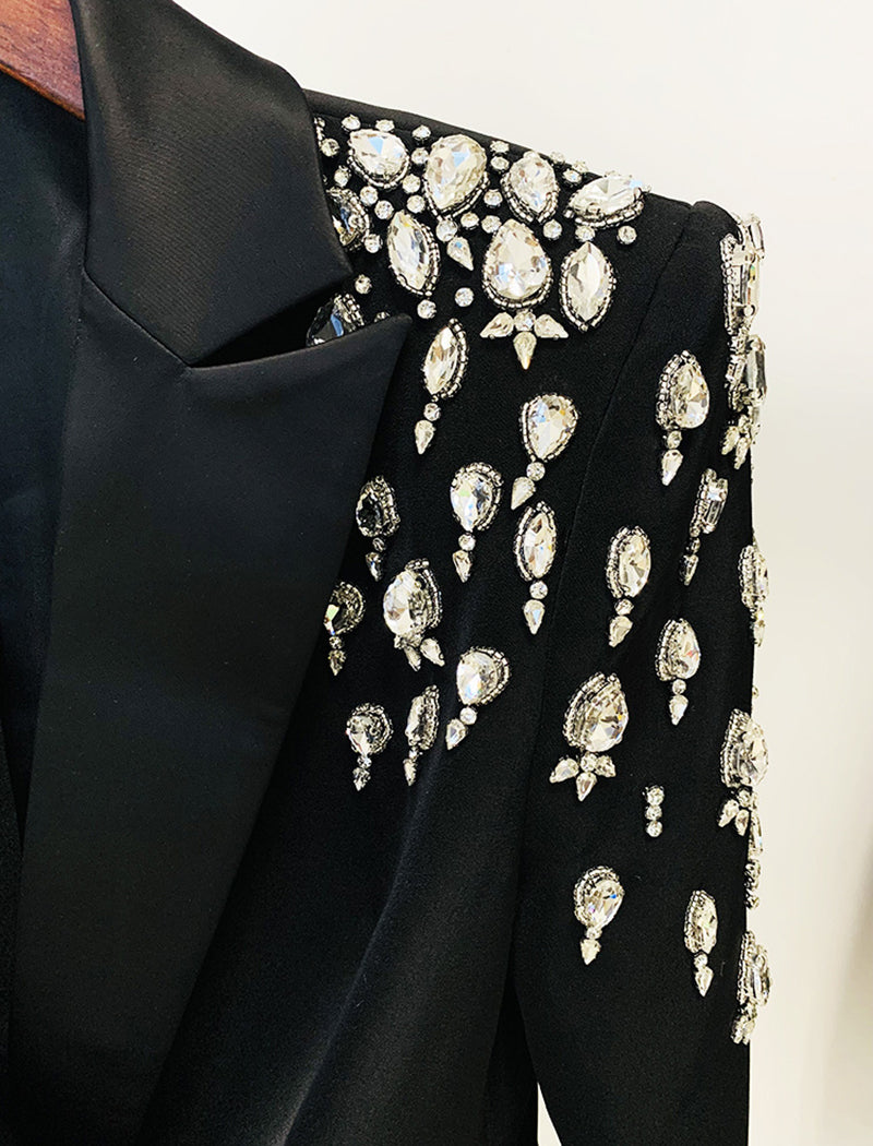 Embellished Shoulder Double-Breasted Blazer