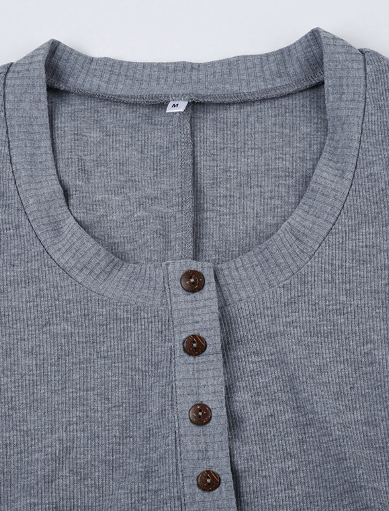 Fitted Ribbed Long-Sleeves Romper