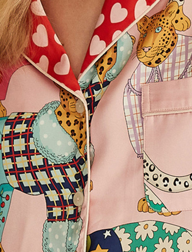 Playful Animal Print Pajama Set