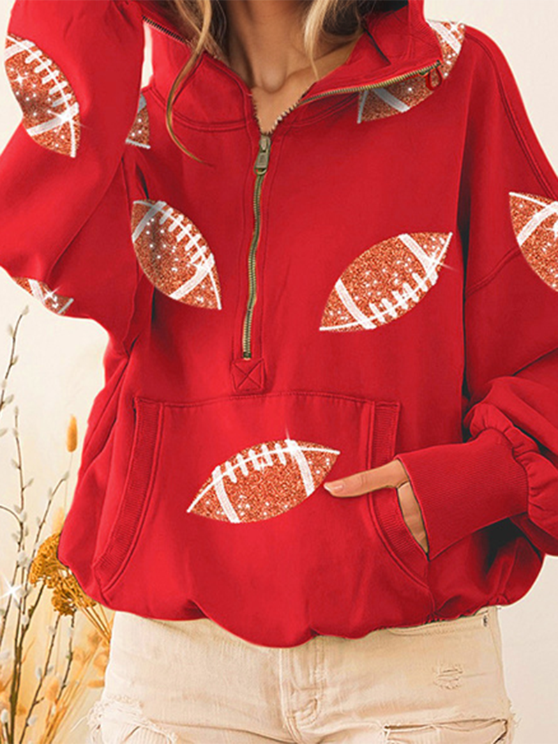 Sequin Football Graphic Hoodie