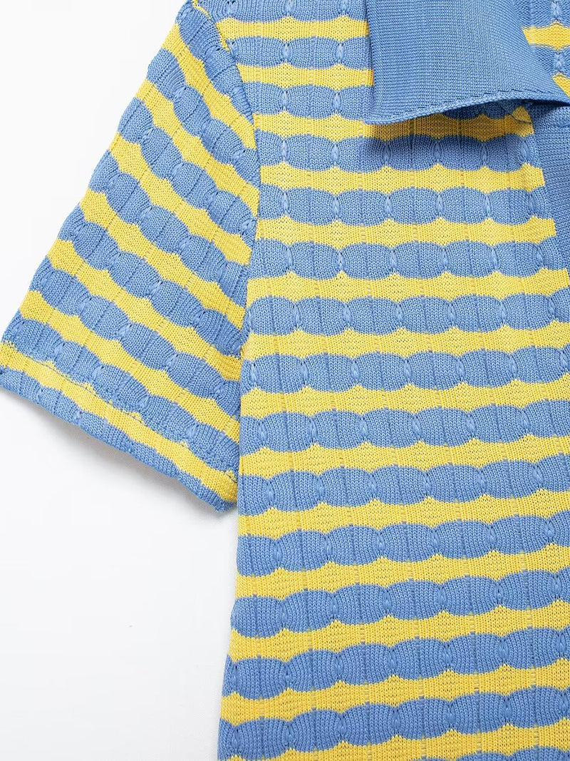 Striped Polo Tee and Shorts Set