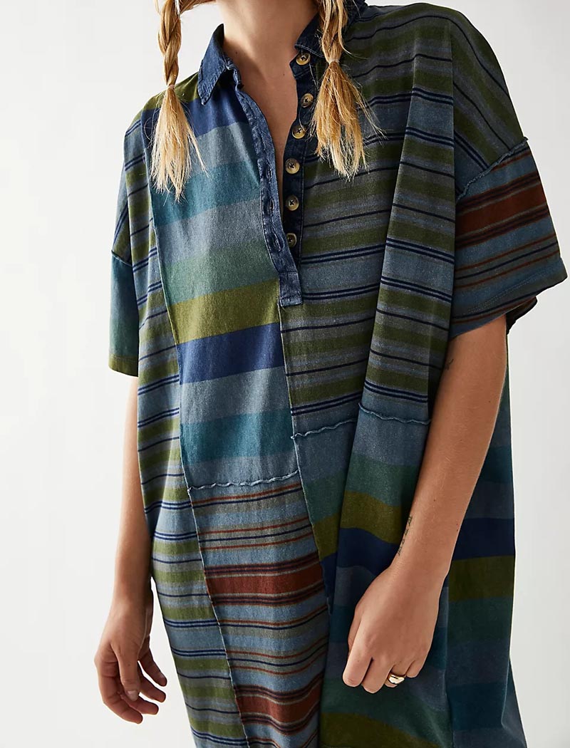Striped Patchwork Oversized Mini Dress
