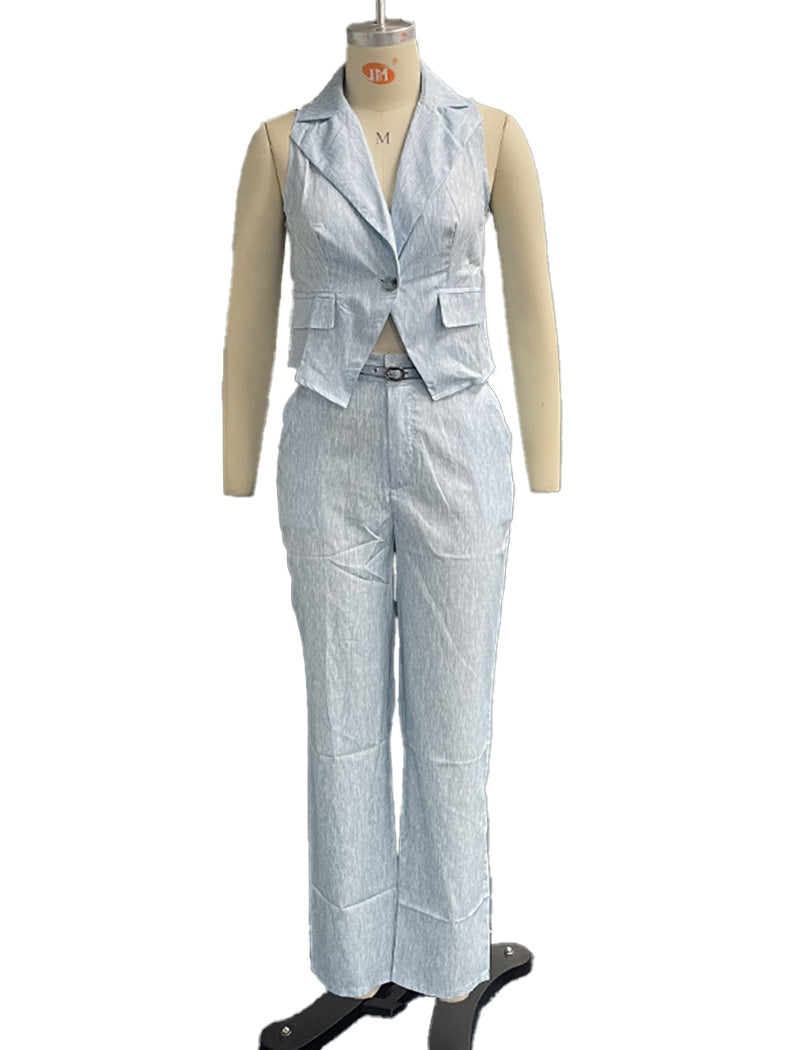 Tailored Sleeveless Blazer and Pants Set