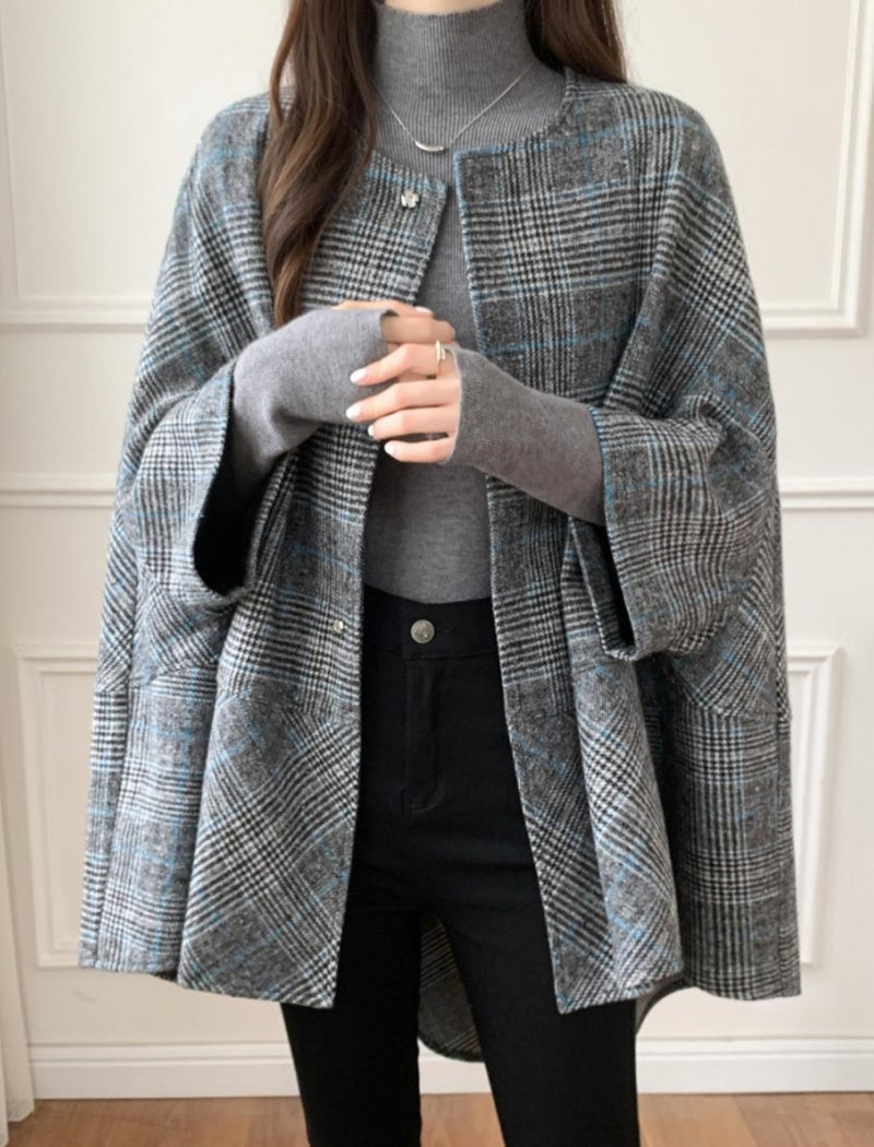 Button-Up Cape Style Outerwear