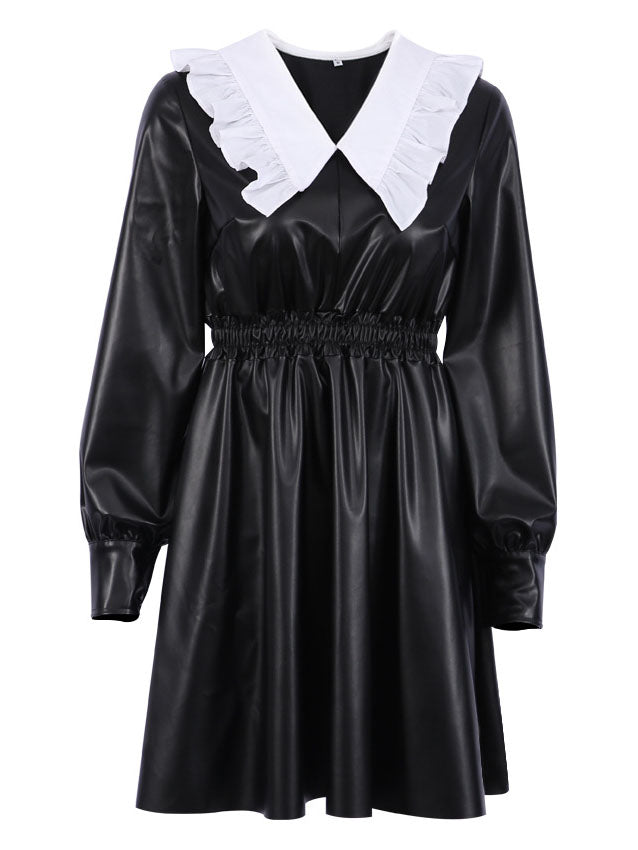 Cinched Waist High-Waisted Long Sleeve Dress