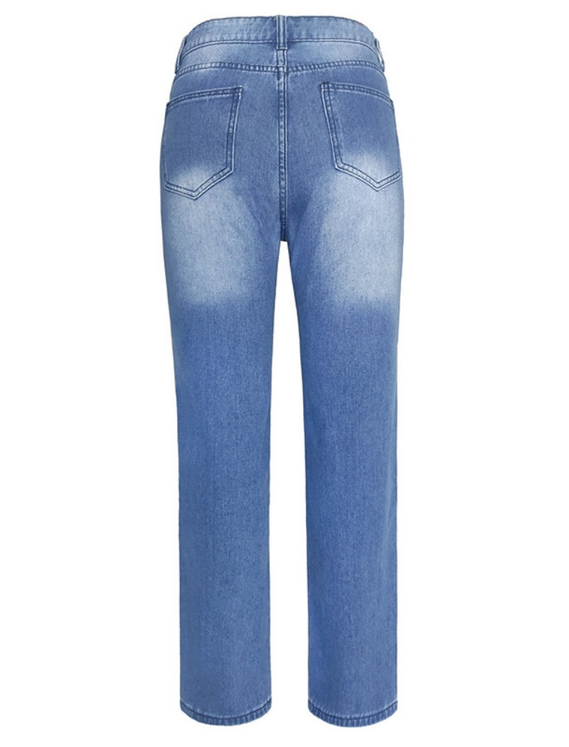 Floral Embellished Distressed Jeans