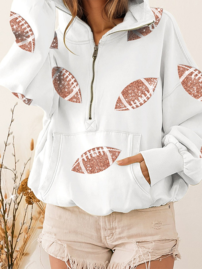 Sequin Football Graphic Hoodie