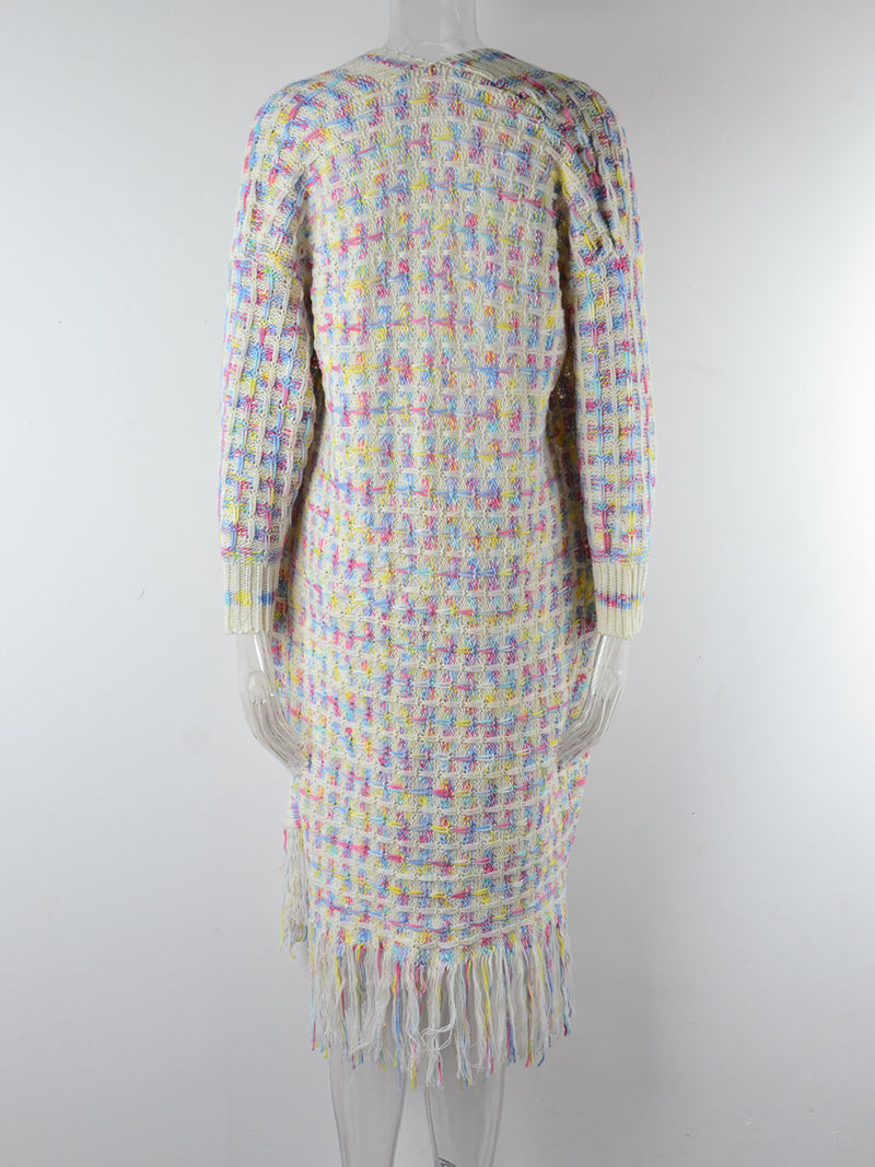 Fringe Longline Open-Front Cardigan