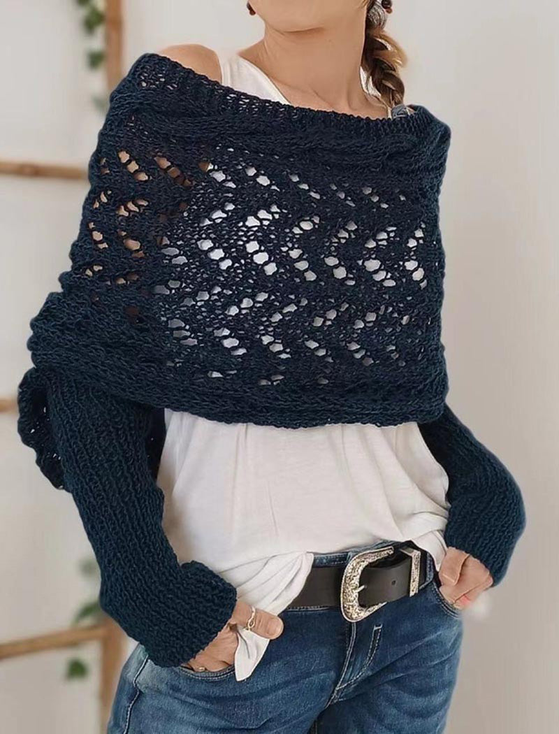 Open Knit Long Sleeve Shawl
