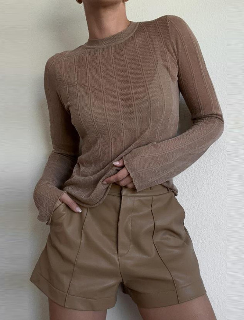 Sheer Cropped Long Sleeve Top