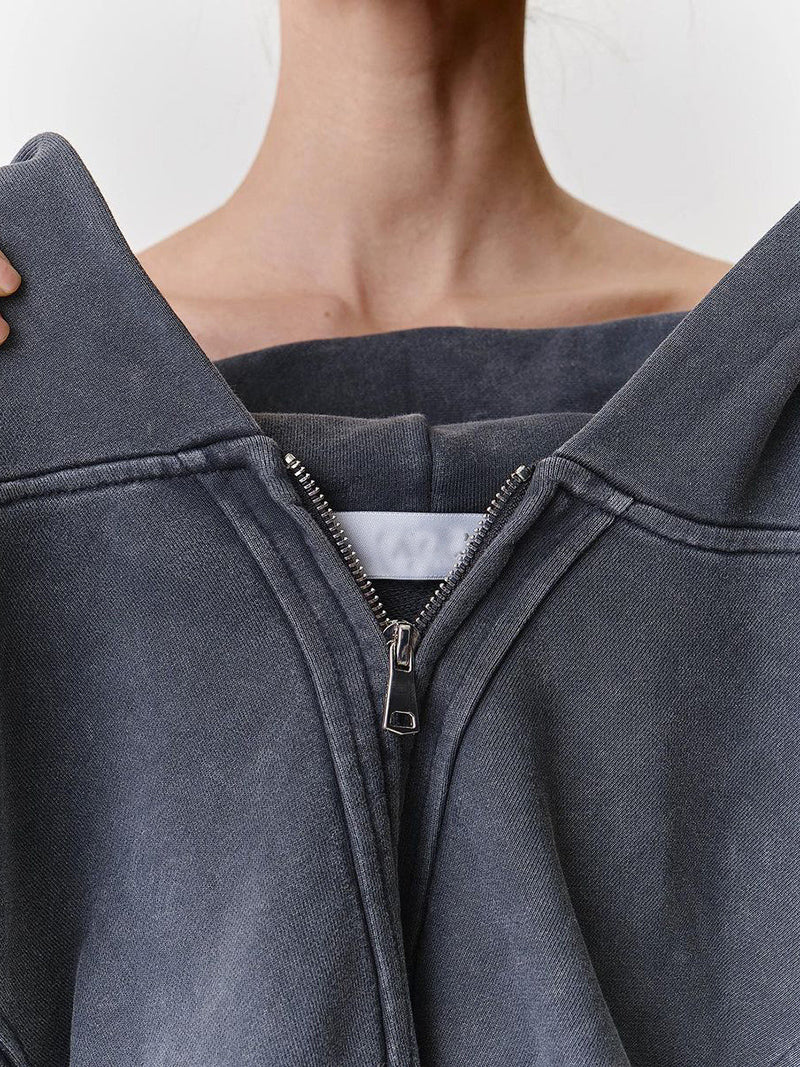 Cropped Zip-Up Hoodie