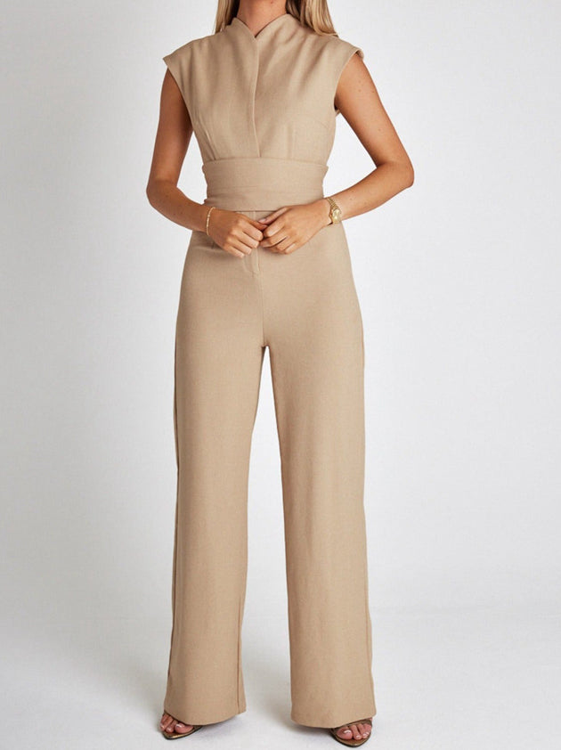 Sleeveless Smocked Wide-Leg Jumpsuit