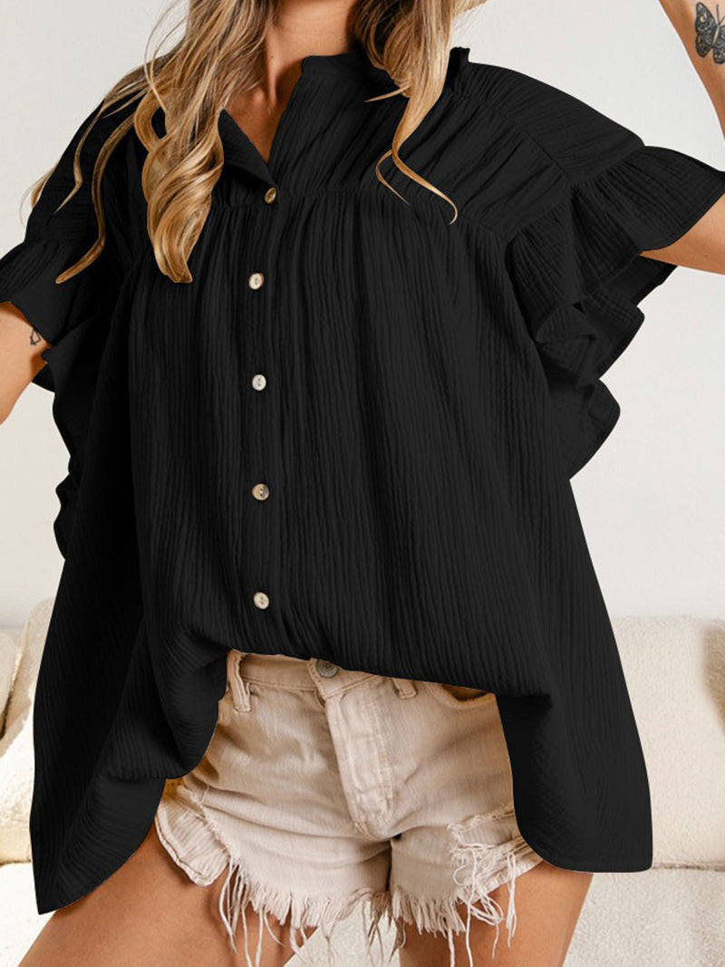 Ruffled Button-Up Blouse