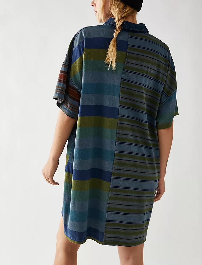 Striped Patchwork Oversized Mini Dress